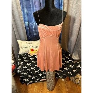 Urban Outfitters Pins & Needles Audrey Pink Velvet A-Line Slip Dress